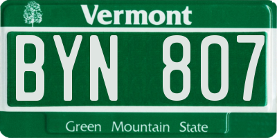 VT license plate BYN807