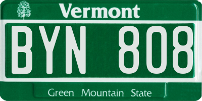 VT license plate BYN808