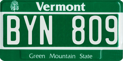 VT license plate BYN809