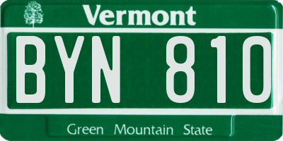 VT license plate BYN810