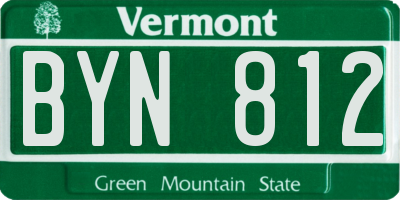 VT license plate BYN812