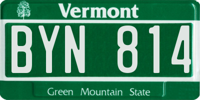VT license plate BYN814