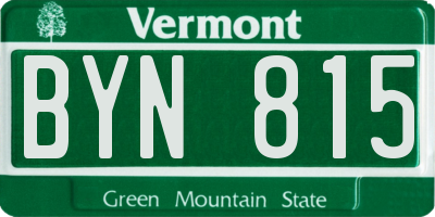 VT license plate BYN815