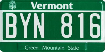 VT license plate BYN816