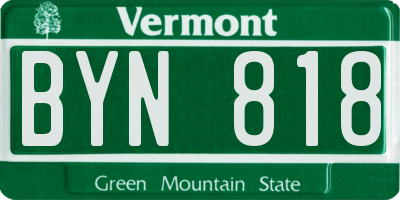 VT license plate BYN818