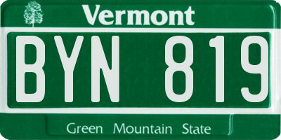 VT license plate BYN819