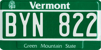 VT license plate BYN822