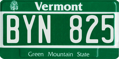 VT license plate BYN825