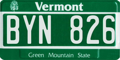 VT license plate BYN826