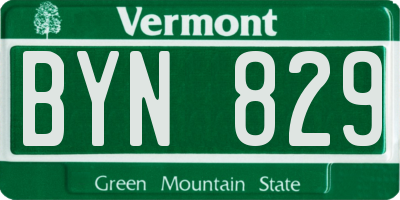 VT license plate BYN829
