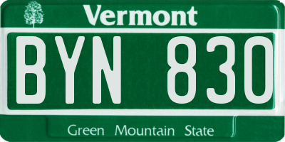 VT license plate BYN830