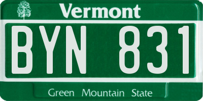 VT license plate BYN831