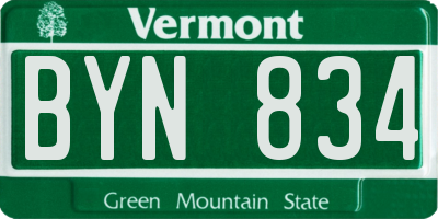 VT license plate BYN834