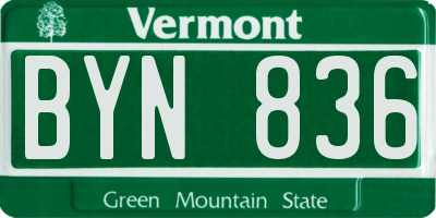 VT license plate BYN836
