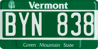 VT license plate BYN838