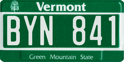 VT license plate BYN841