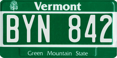 VT license plate BYN842