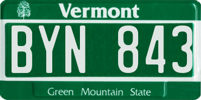 VT license plate BYN843