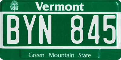 VT license plate BYN845