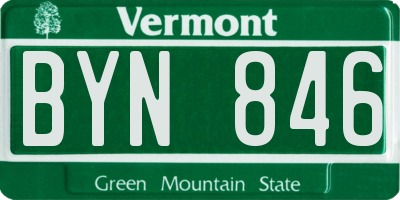 VT license plate BYN846