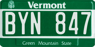 VT license plate BYN847