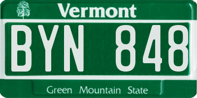 VT license plate BYN848