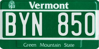 VT license plate BYN850