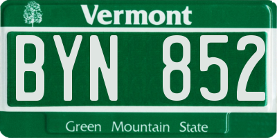 VT license plate BYN852