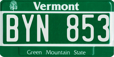 VT license plate BYN853