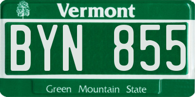 VT license plate BYN855