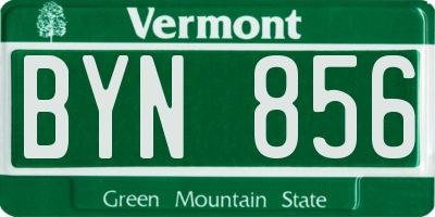 VT license plate BYN856