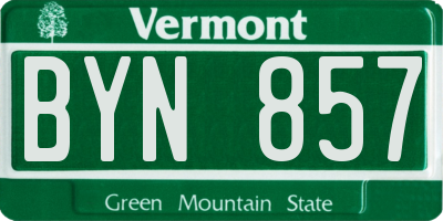 VT license plate BYN857