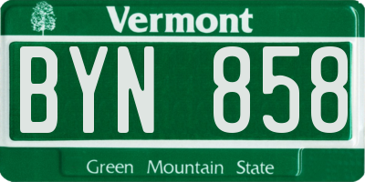 VT license plate BYN858