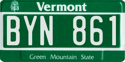 VT license plate BYN861