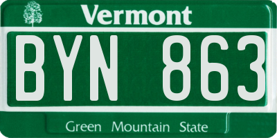 VT license plate BYN863