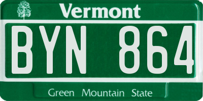 VT license plate BYN864