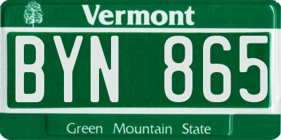VT license plate BYN865