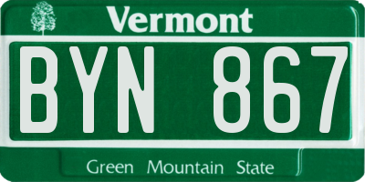 VT license plate BYN867