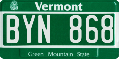 VT license plate BYN868