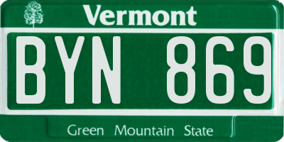 VT license plate BYN869