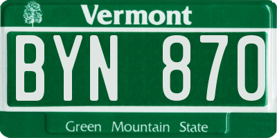 VT license plate BYN870