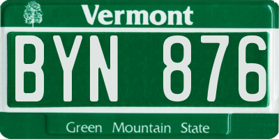 VT license plate BYN876
