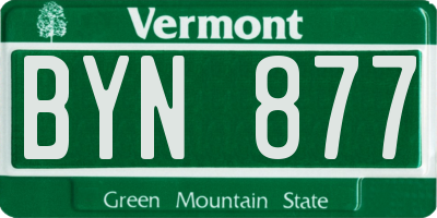 VT license plate BYN877