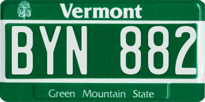 VT license plate BYN882