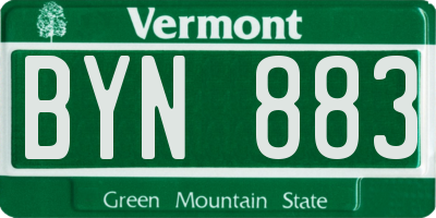 VT license plate BYN883