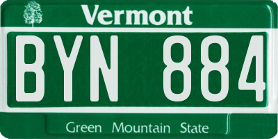 VT license plate BYN884