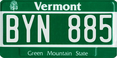 VT license plate BYN885