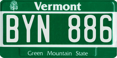 VT license plate BYN886