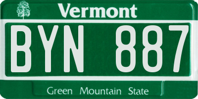 VT license plate BYN887