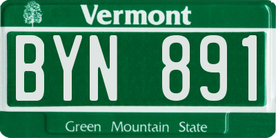VT license plate BYN891